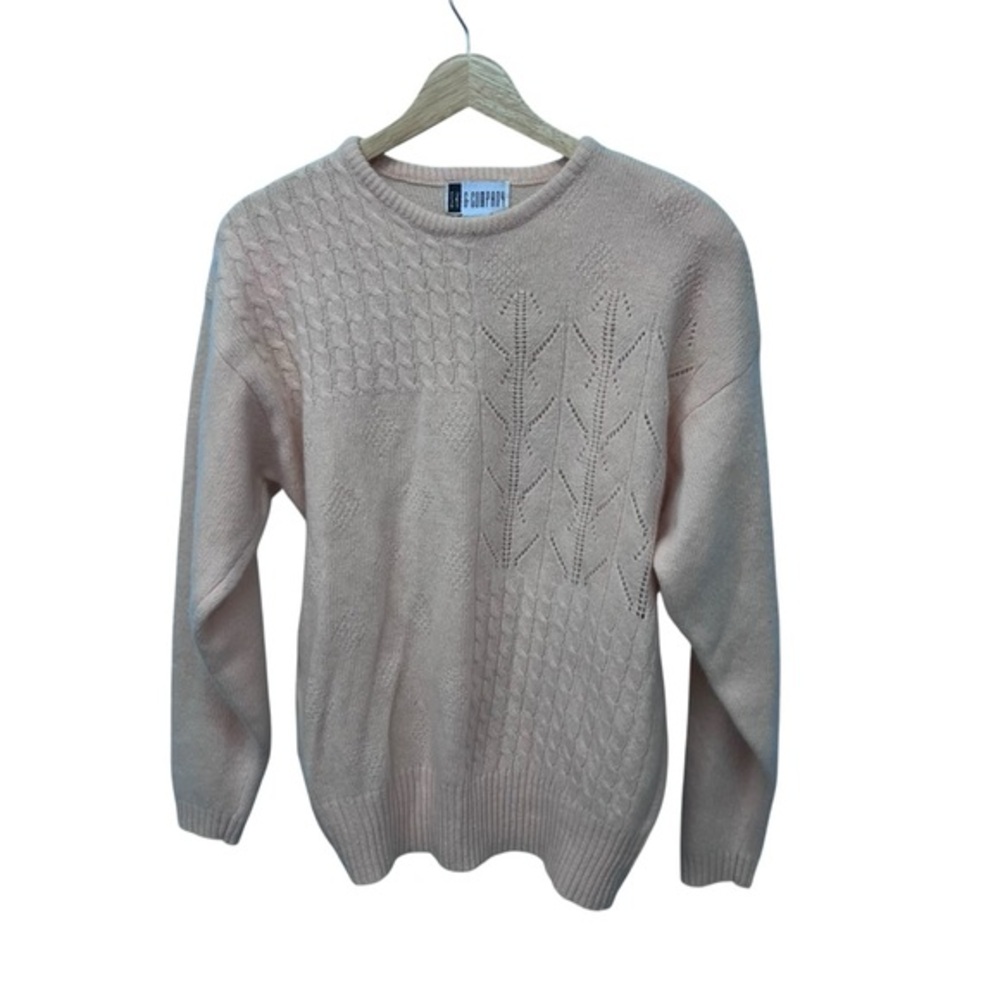 Vintage SK & Company Wool and Rabbit Hair Blend Light Pink Sweater Size Large
